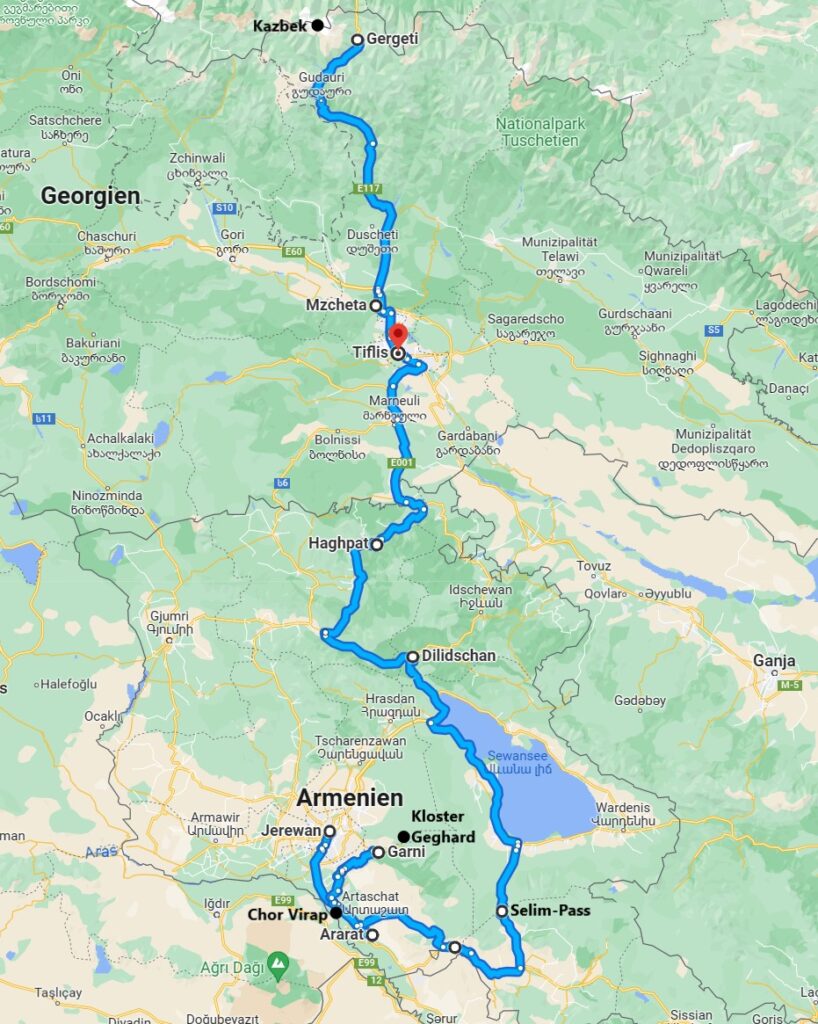 Armenien Georgien Reiseroute 1